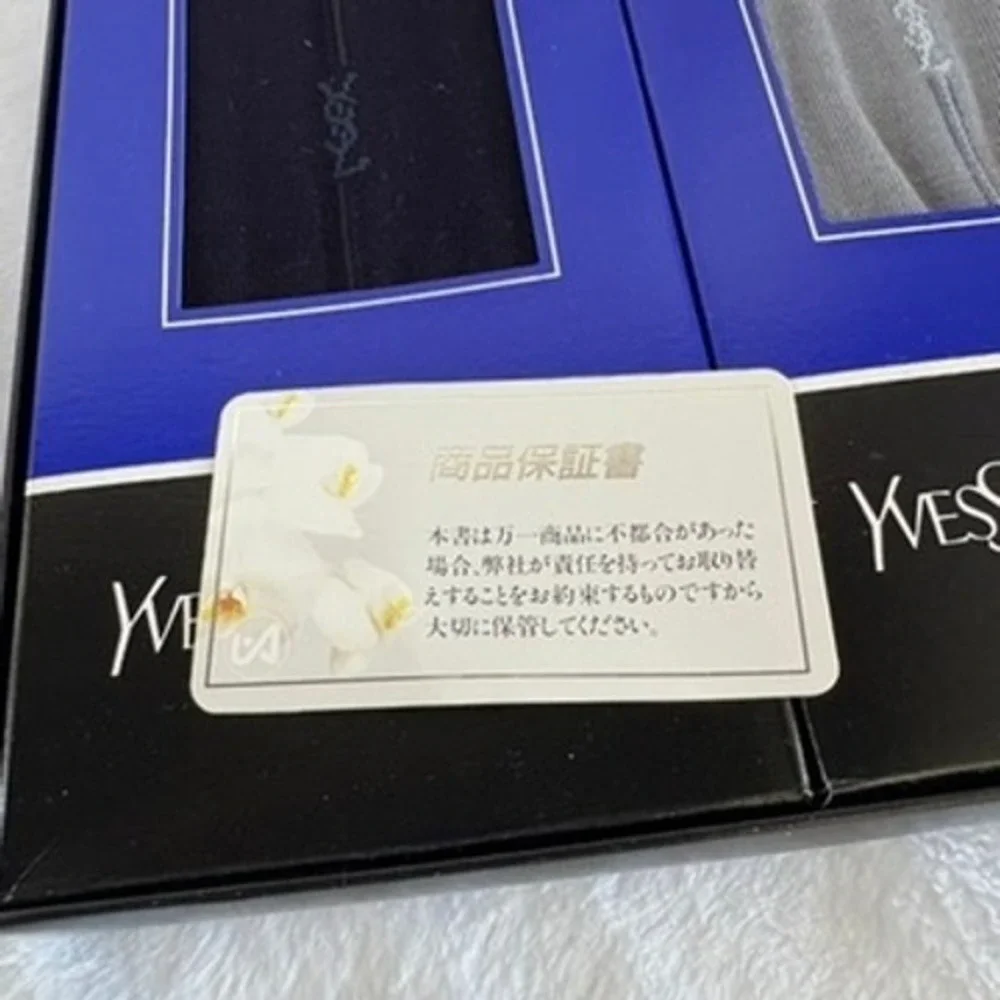 Yves Saint Laurent Tights Monogram Logo Black Grey Sheer Designer